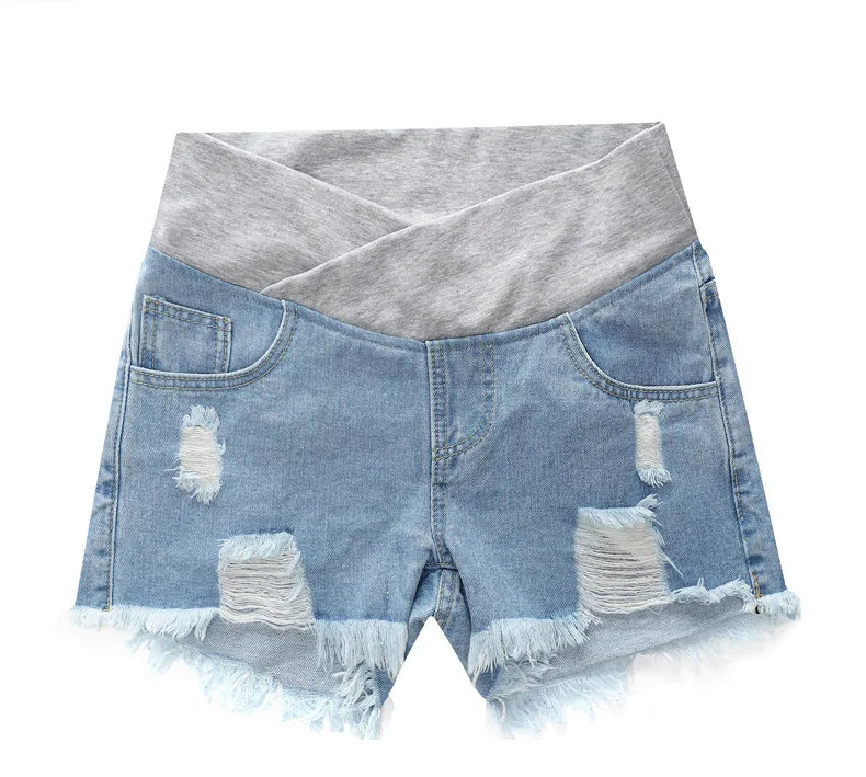 Pregnant Women's Low-waisted Denim Shorts