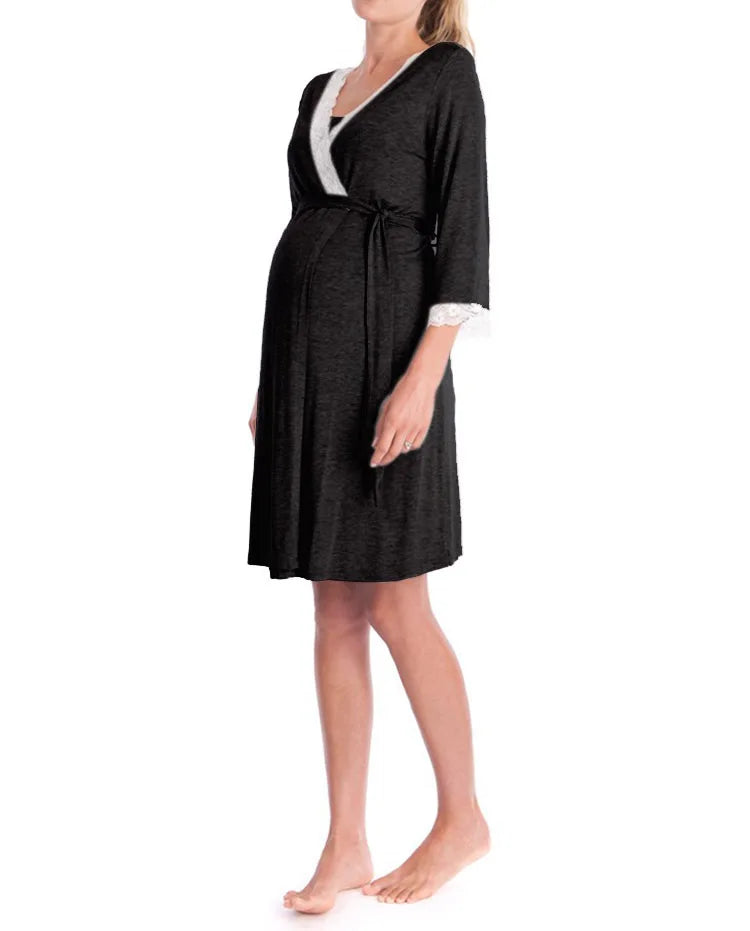 Pregnancy Pajamas Breastfeeding Nightgown Dress