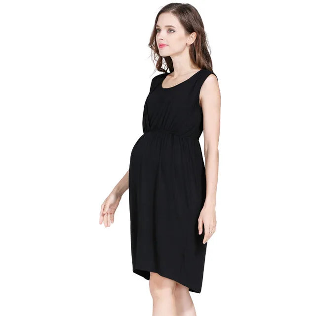 Summer Maternity Breastfeeding Sleeveless Maternity Dress For Pregnant Women