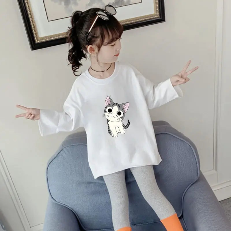 Girl Casual Long Sleeve Wide Oversized T-Shirt