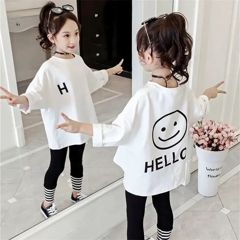 Girl Casual Long Sleeve Wide Oversized T-Shirt