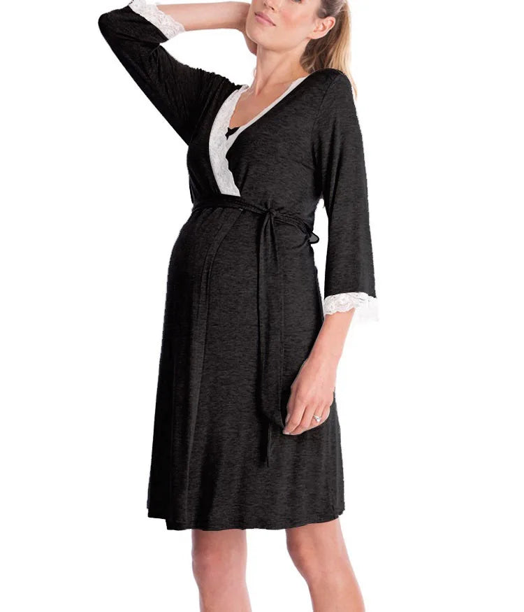 Maternity Labour Ready Pajamas Robe Dress