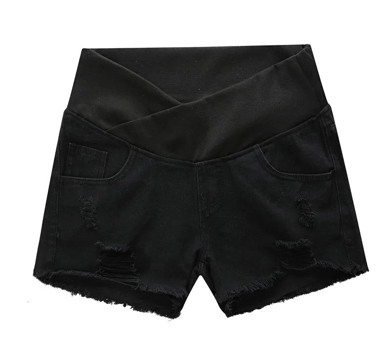 Pregnant Women's Low-waisted Denim Shorts