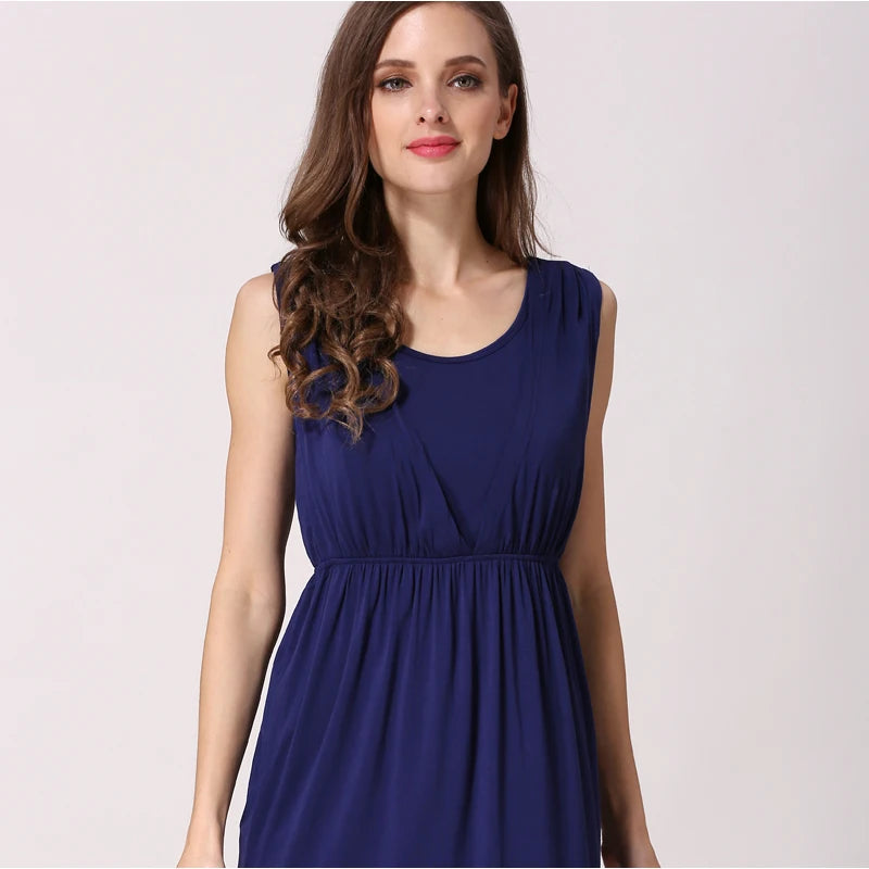 Summer Maternity Breastfeeding Sleeveless Maternity Dress For Pregnant Women