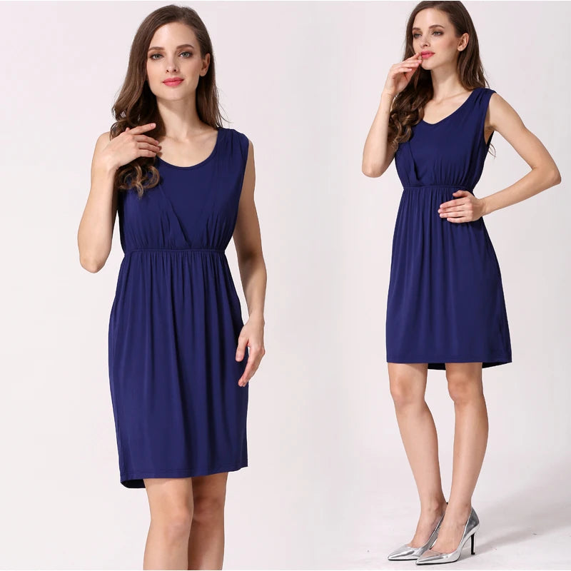 Summer Maternity Breastfeeding Sleeveless Maternity Dress For Pregnant Women