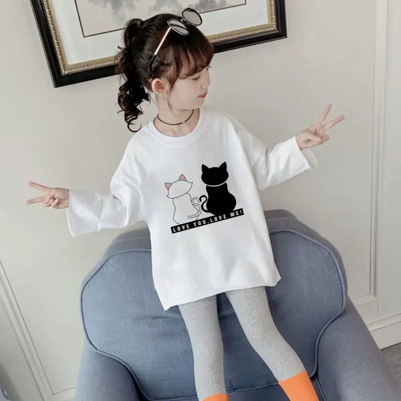 Girl Casual Long Sleeve Wide Oversized T-Shirt