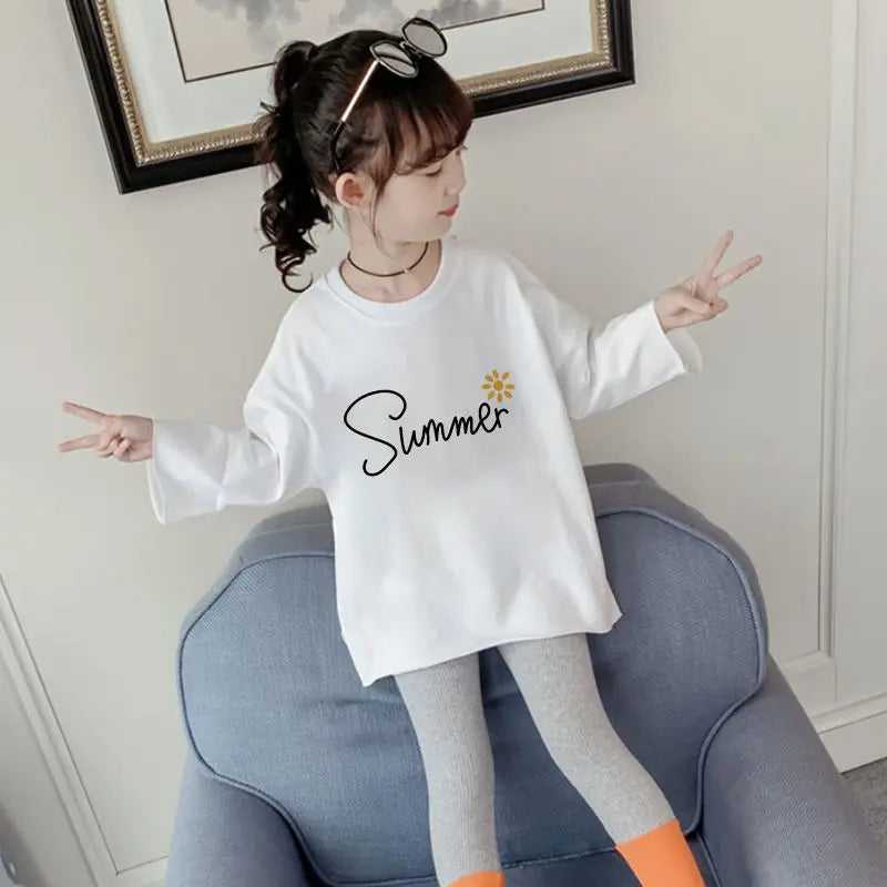 Girl Casual Long Sleeve Wide Oversized T-Shirt