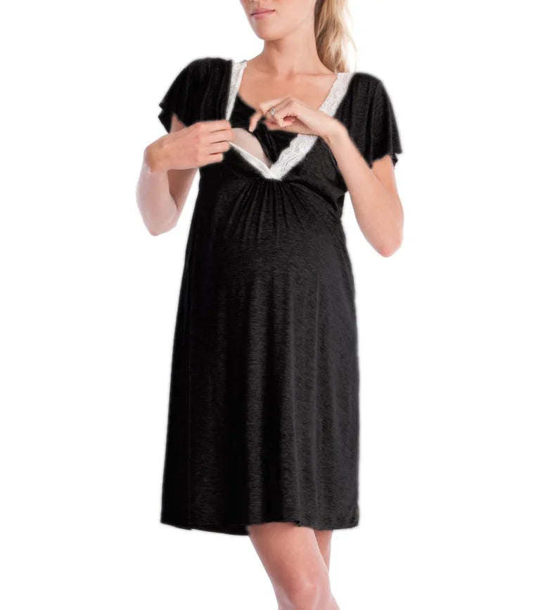 Maternity Labour Ready Pajamas Robe Dress