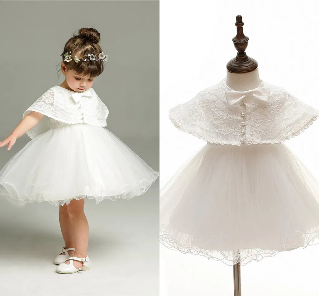 New Christening Gown Baby Girl Baptism Summer Dress and Hat