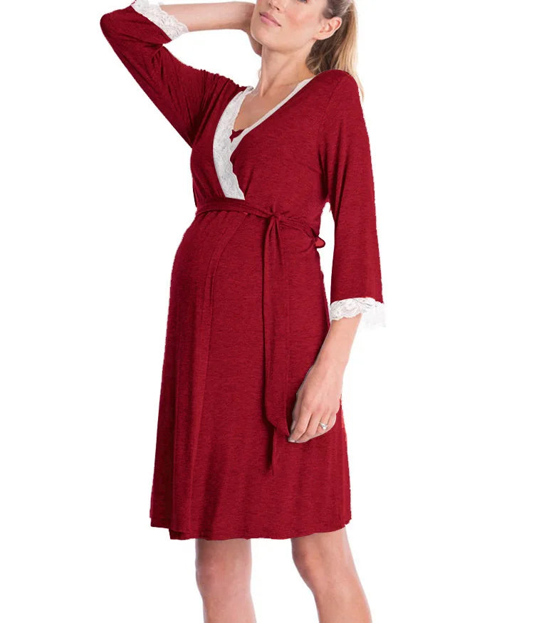 Maternity Labour Ready Pajamas Robe Dress