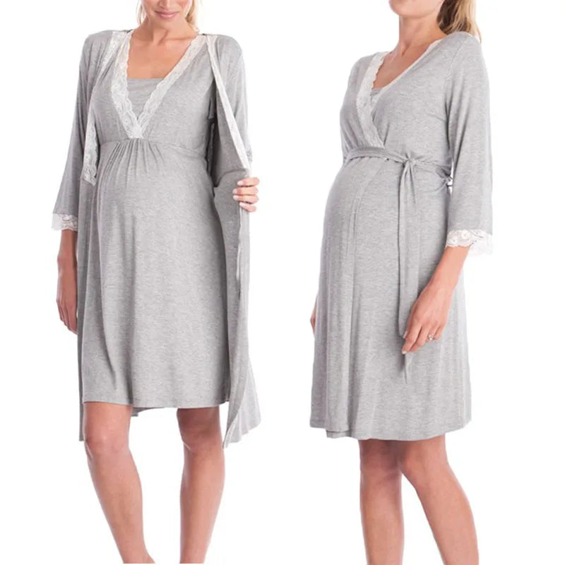 Maternity Labour Ready Pajamas Robe Dress