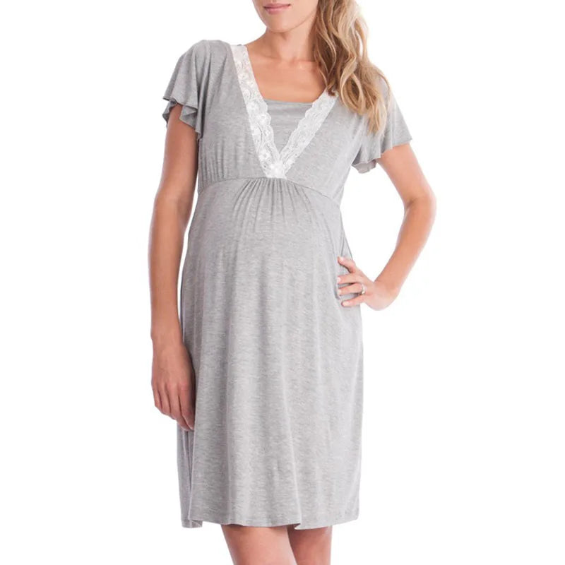 Maternity Labour Ready Pajamas Robe Dress
