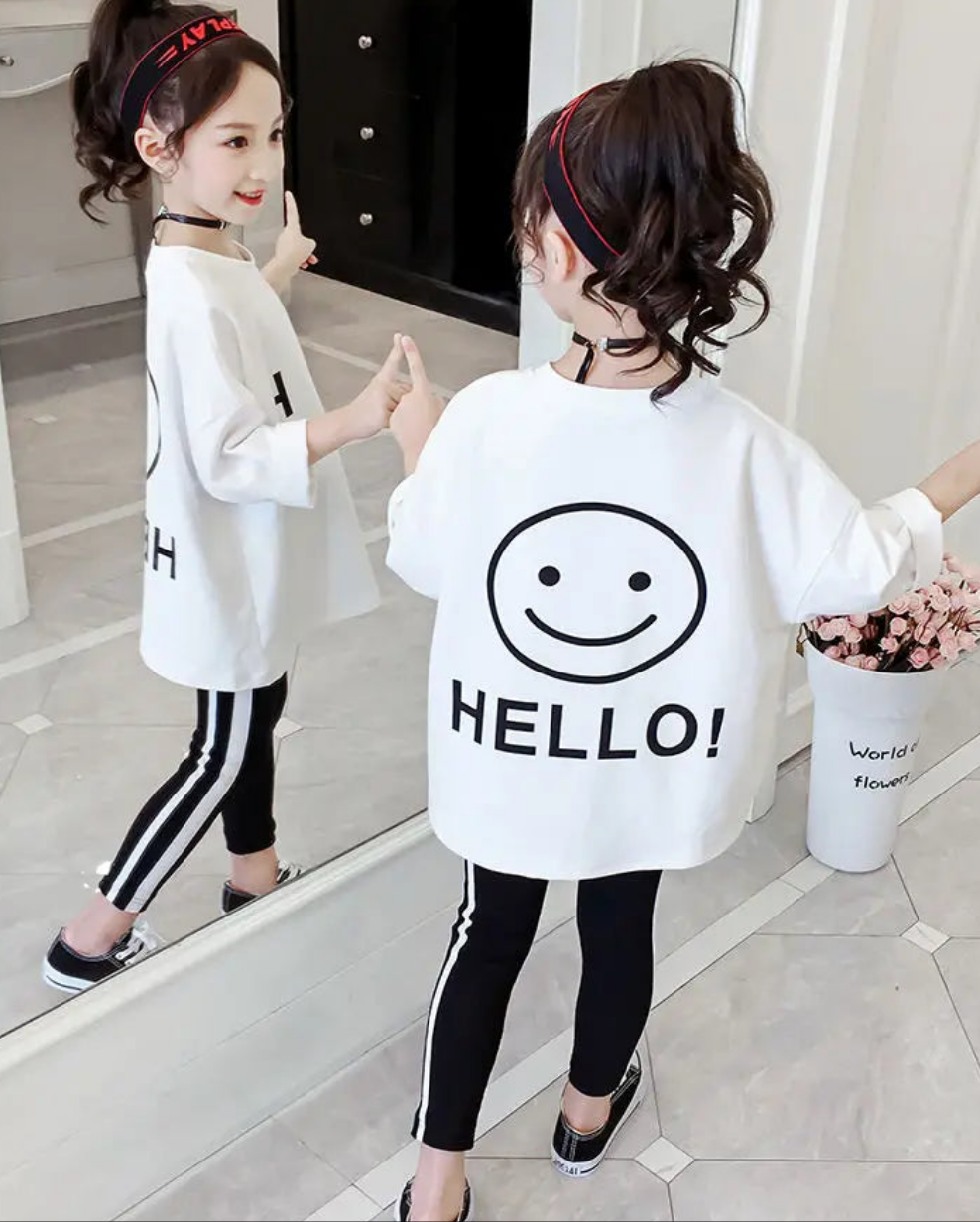 Girl Casual Long Sleeve Wide Oversized T-Shirt
