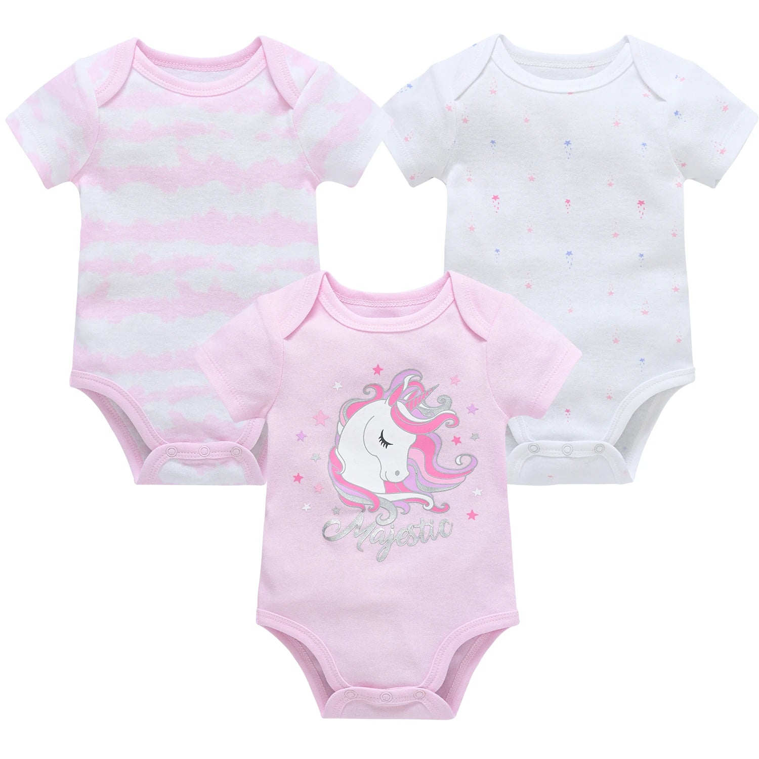 3/6pcs Baby Cotton Short Sleeve Bodysuit 0-12 Months