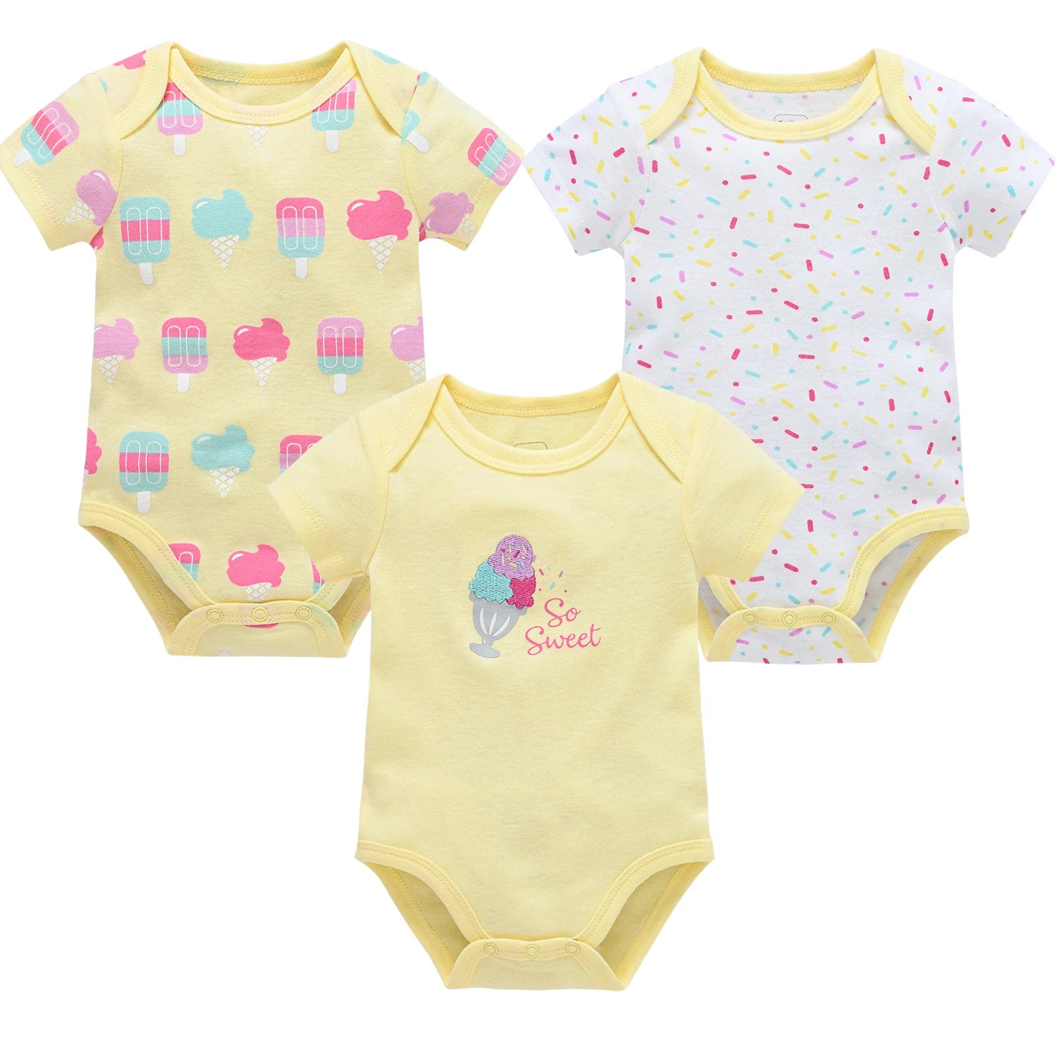 3/6pcs Baby Cotton Short Sleeve Bodysuit 0-12 Months