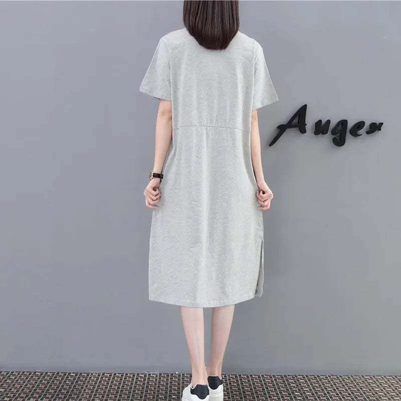 Maternity Short Sleeve Breastfeeding Long Thin Dress Skirt