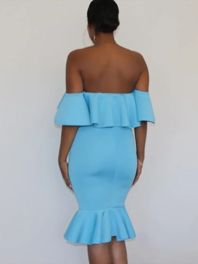 Maternity Evening Solid Ruffles Off The Shoulder Maternity Dress