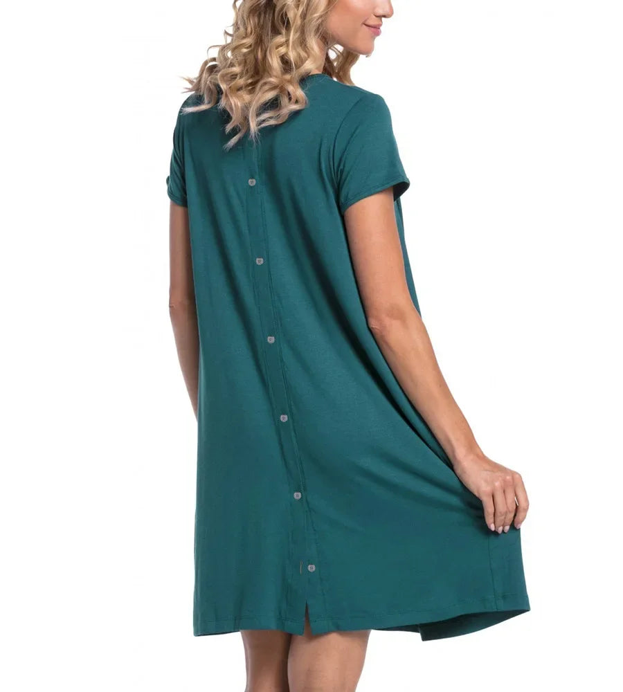 Casual Short Sleeve Breastfeeding Maternity Dress for Hospital