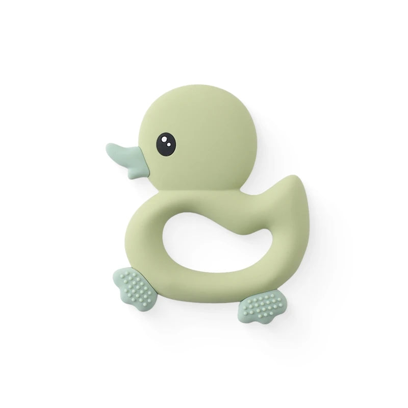 Baby Teether Food Grade Silicone Teethers Cartoon Animals Duck DIY Nursing Teething Pacifier Clip Baby Toy Teething Accessories