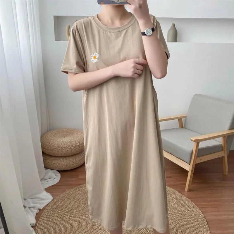 Fashionable Short Sleeve Dress Breastfeeding Friendly Casual Nursing Wear