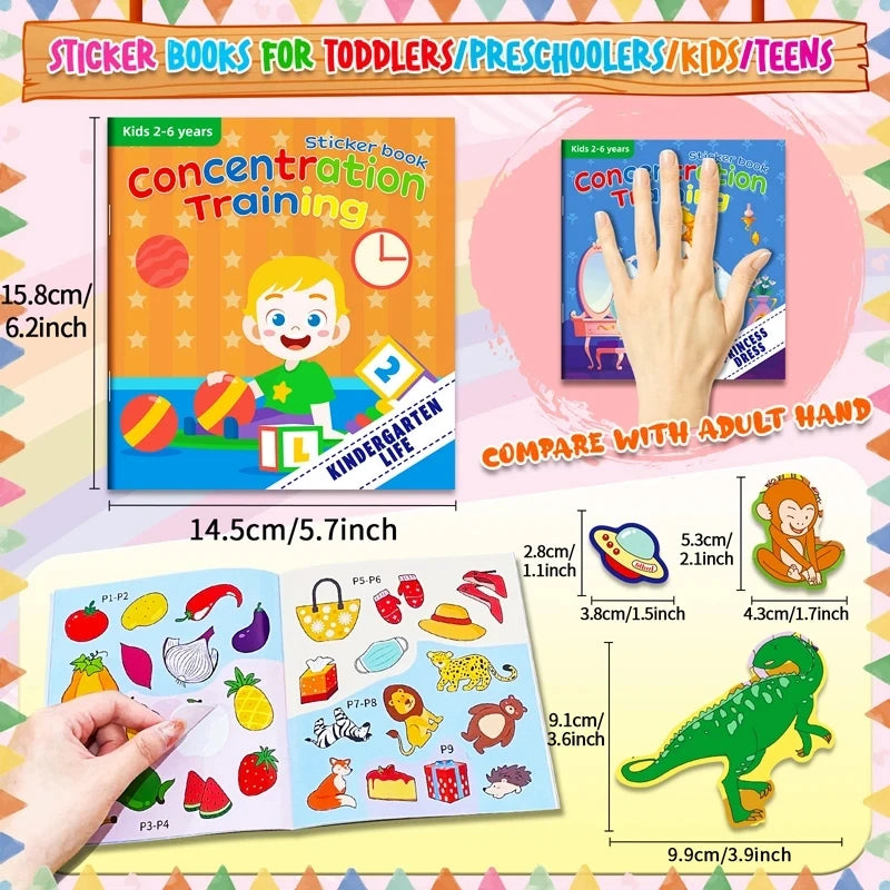 Cartoon Sticker Books Focus on Potential Development Education for Children 3-6Y