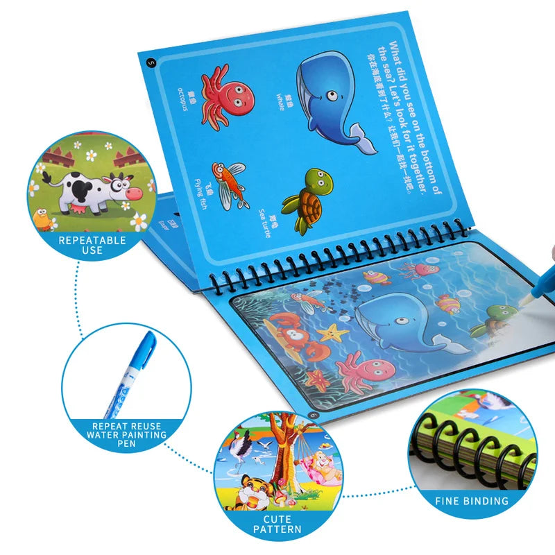 Magical Water Drawing Reusable Colouring Book