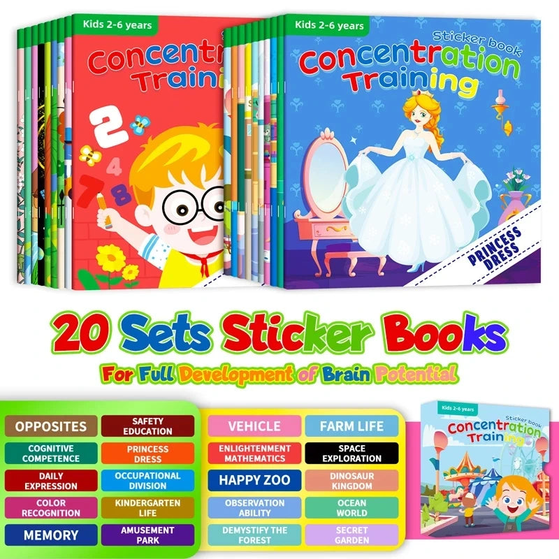 Cartoon Sticker Books Focus on Potential Development Education for Children 3-6Y