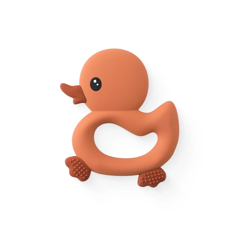 Baby Teether Food Grade Silicone Teethers Cartoon Animals Duck DIY Nursing Teething Pacifier Clip Baby Toy Teething Accessories