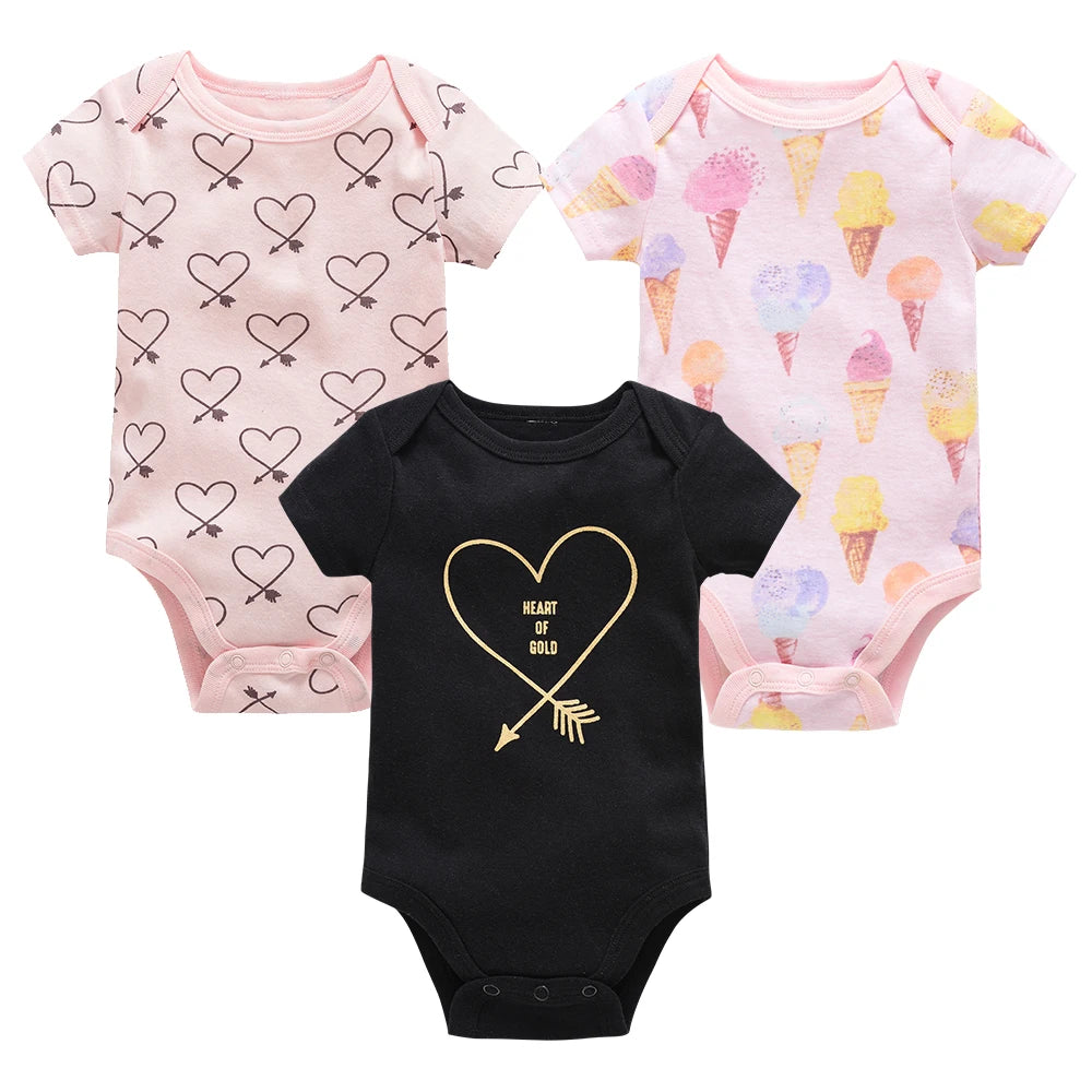 3/6pcs Baby Cotton Short Sleeve Bodysuit 0-12 Months