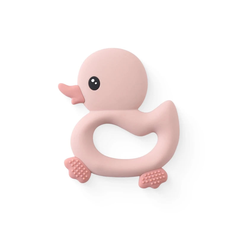 Baby Teether Food Grade Silicone Teethers Cartoon Animals Duck DIY Nursing Teething Pacifier Clip Baby Toy Teething Accessories