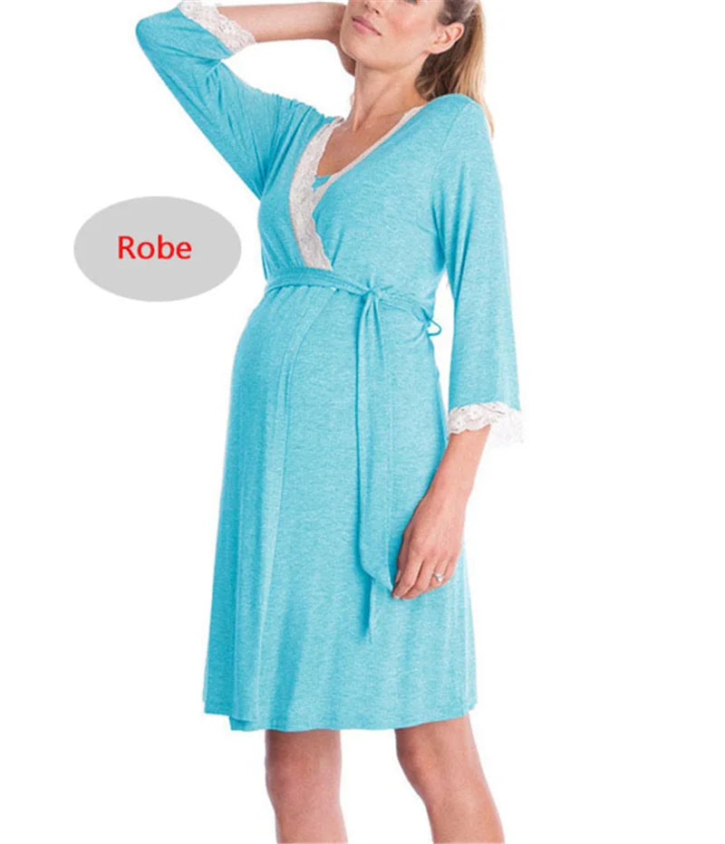 Maternity Labour Ready Pajamas Robe Dress