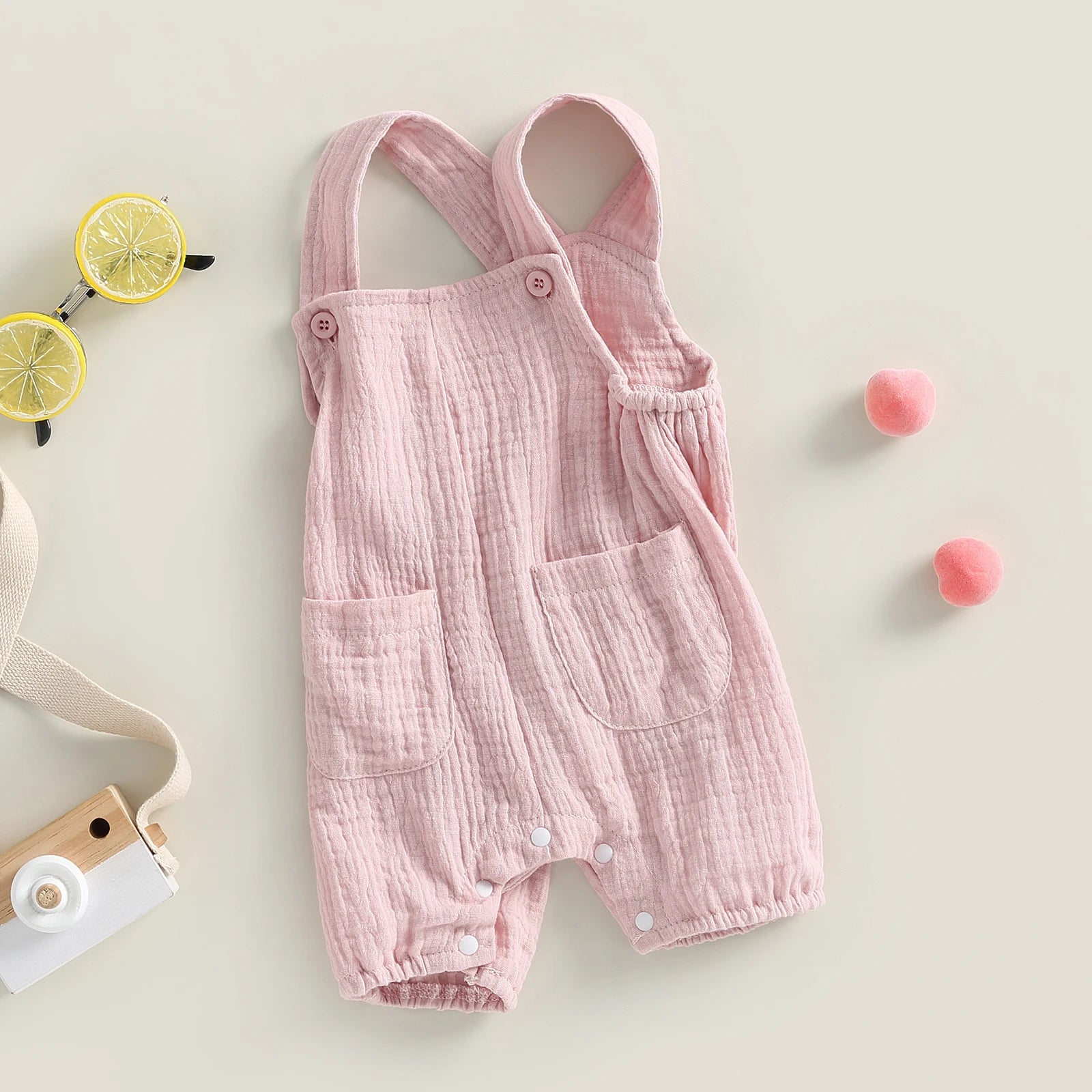 Summer Suspenders Jumpsuit with Pockets for Newborn Infant Boy Girls