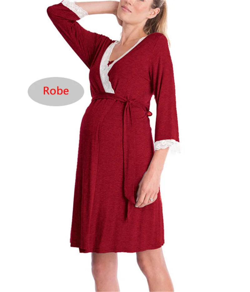 Maternity Labour Ready Pajamas Robe Dress