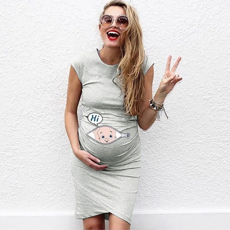 Cute Cartoon Maternity Loose Casual Dress