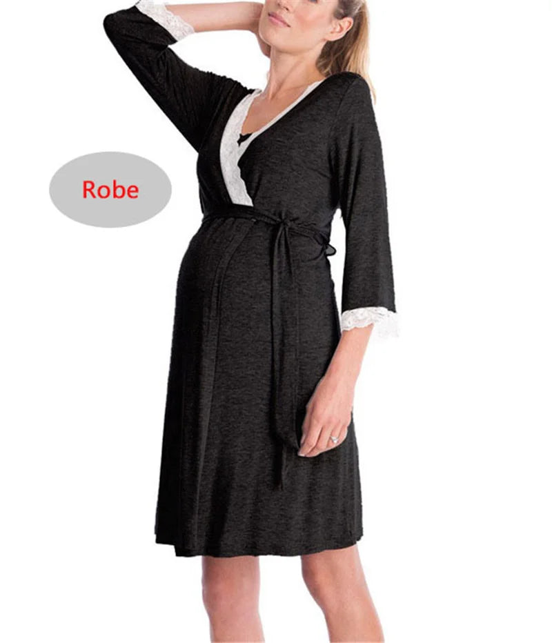 Maternity Labour Ready Pajamas Robe Dress