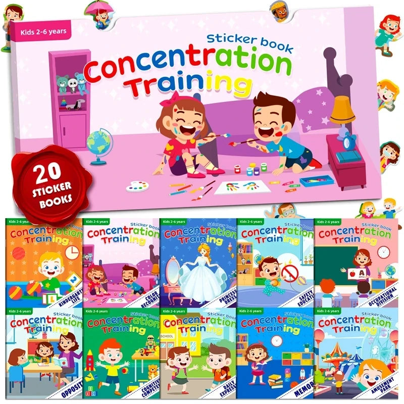 Cartoon Sticker Books Focus on Potential Development Education for Children 3-6Y