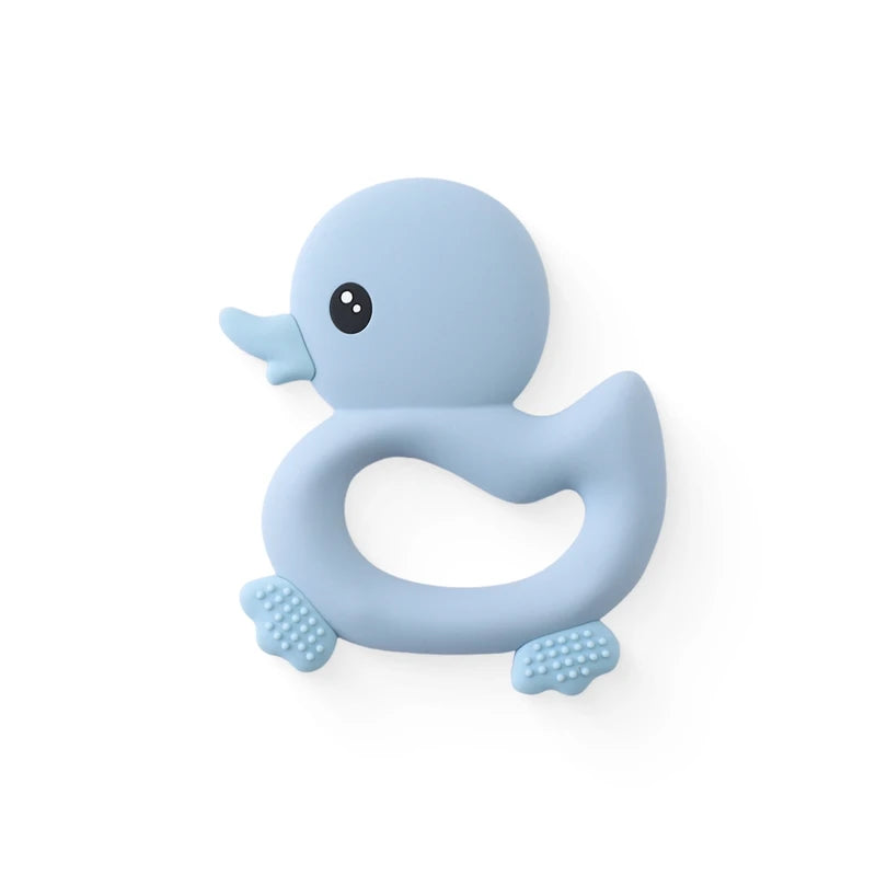 Baby Teether Food Grade Silicone Teethers Cartoon Animals Duck DIY Nursing Teething Pacifier Clip Baby Toy Teething Accessories