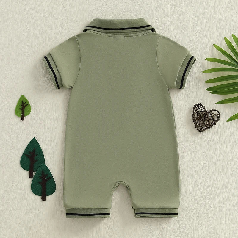 Summer Newborn Baby Boys Short Sleeve Dinosaur Jumpsuit