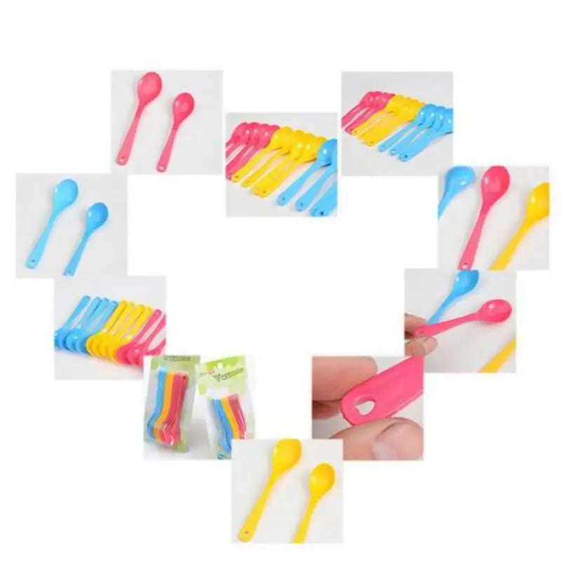 12-piece Baby Feeding Spoon Safety Plastic Toddler Training Edible Spoon Set Food Baby High Quality Colorful Lovely Tableware