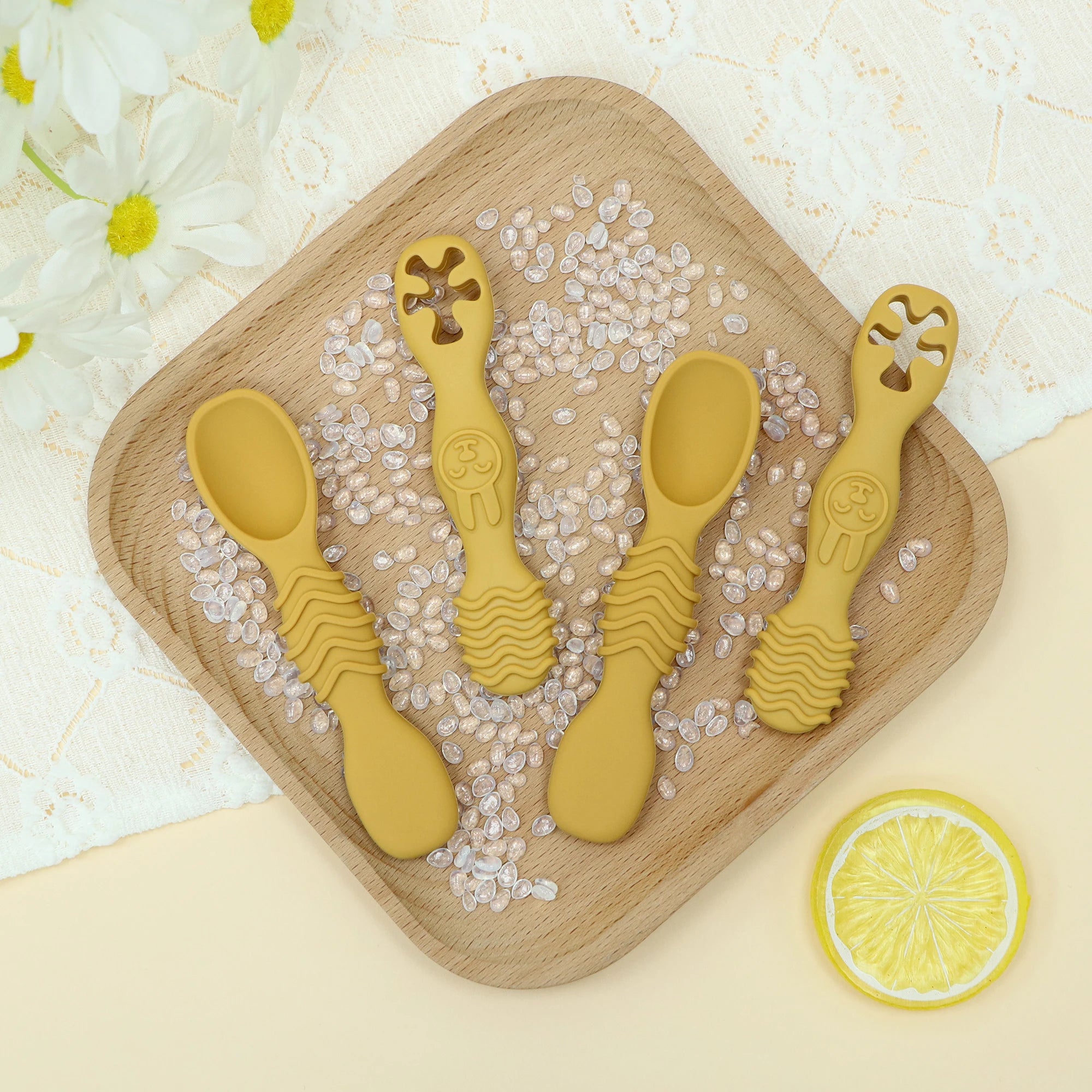 4 Pcs Baby Led Weaning Utensils, Multicolor Baby Spoons Self Feeding 6+ Months, Cucharas para Bebes for Solids and Purees