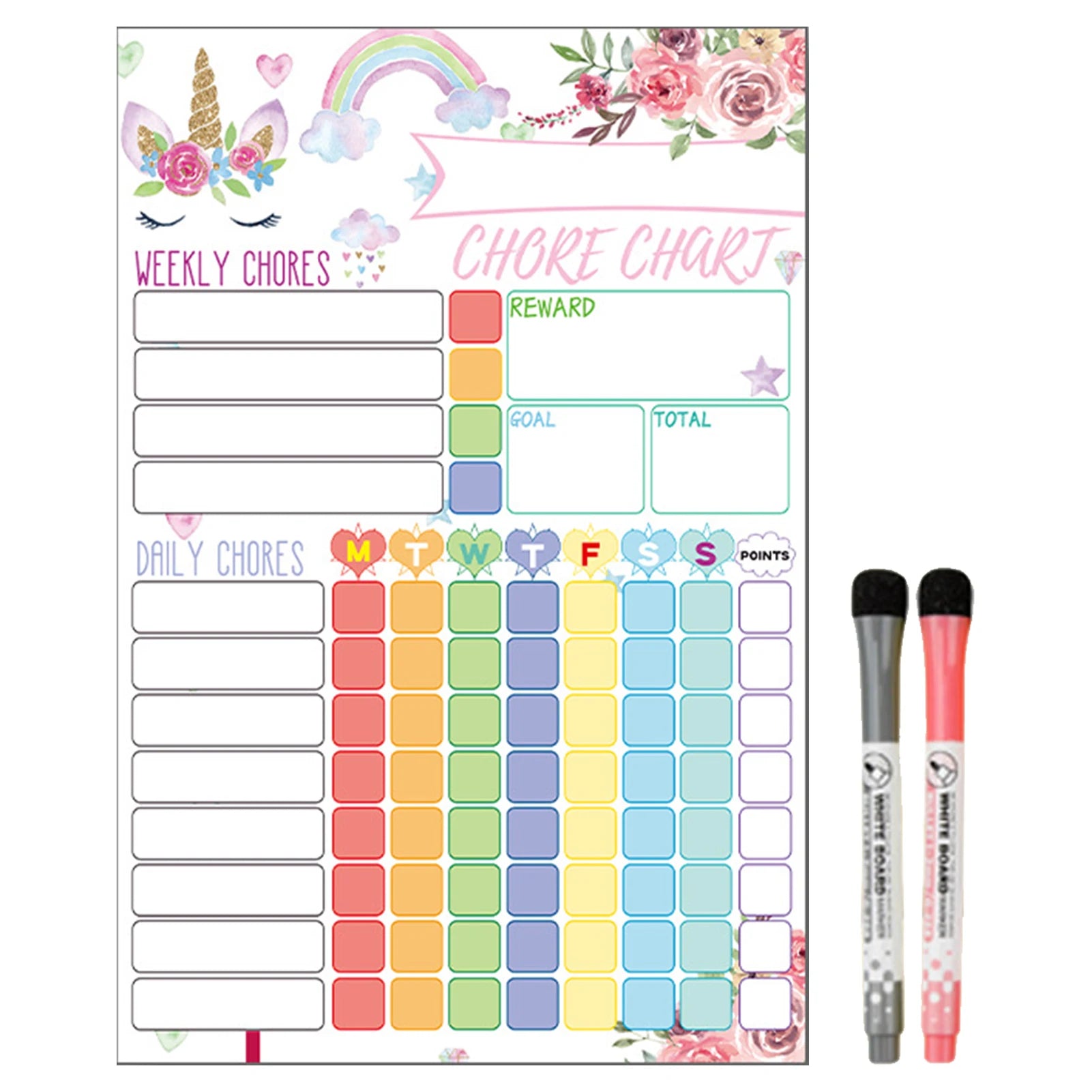 Magnetic Chore Chart Weekly Visual Schedule For Kids Magnetic Dry Erase Board Reward Chart For Toddlers Kids Teenagers Adults