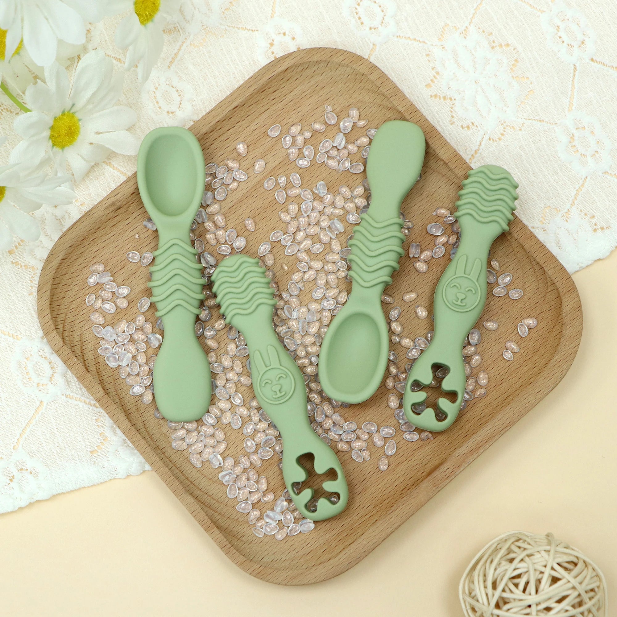 4 Pcs Baby Led Weaning Utensils, Multicolor Baby Spoons Self Feeding 6+ Months, Cucharas para Bebes for Solids and Purees