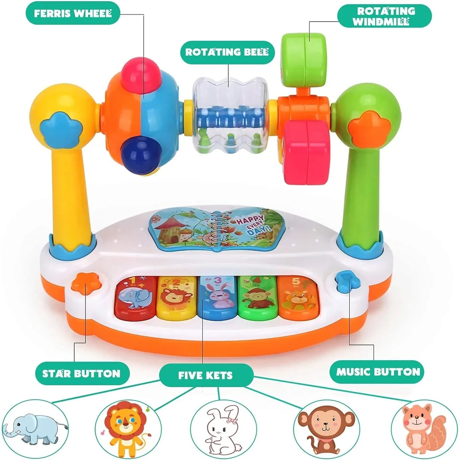Music Piano Keyboard With Light And Sound Toy For Toddlers