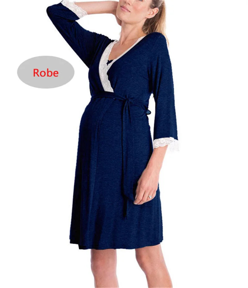 Maternity Labour Ready Pajamas Robe Dress