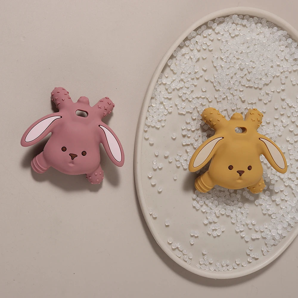 Baby silicone easter bunny teether Food Grade Safe Teether cute cartoon nursing teething Toy Teething gift  oral care
