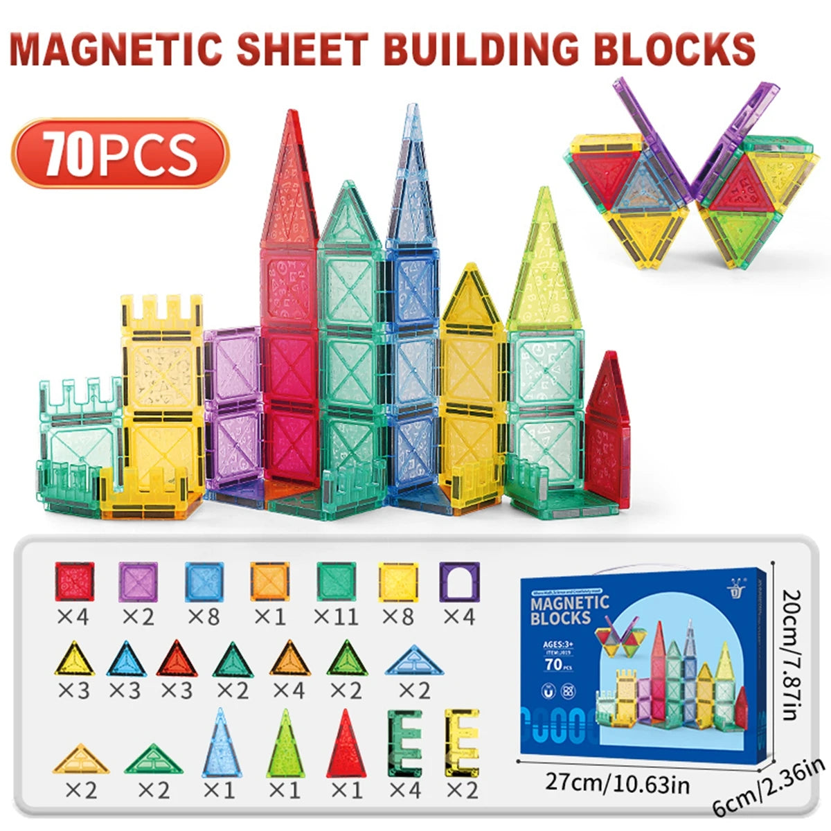 Magnetic Building Tiles for Kids Ages 3-5 4-8