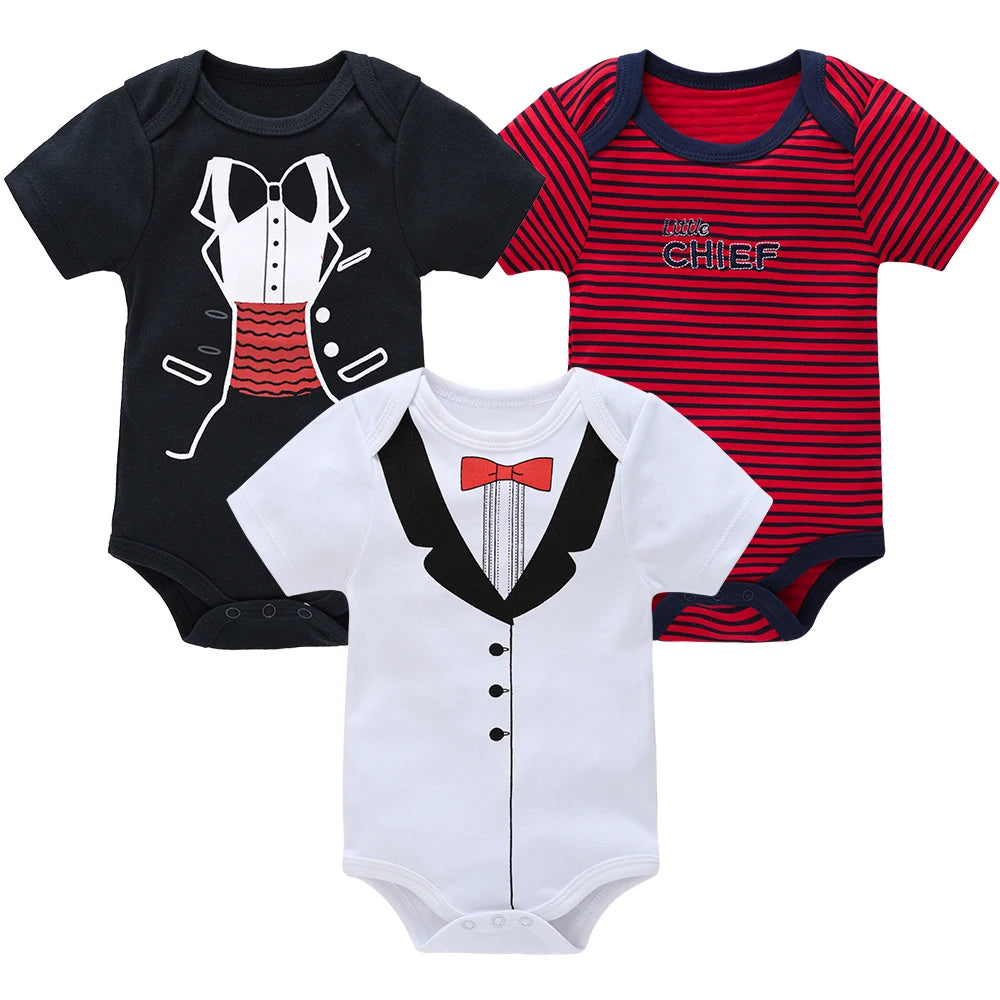 3/6pcs Baby Cotton Short Sleeve Bodysuit 0-12 Months