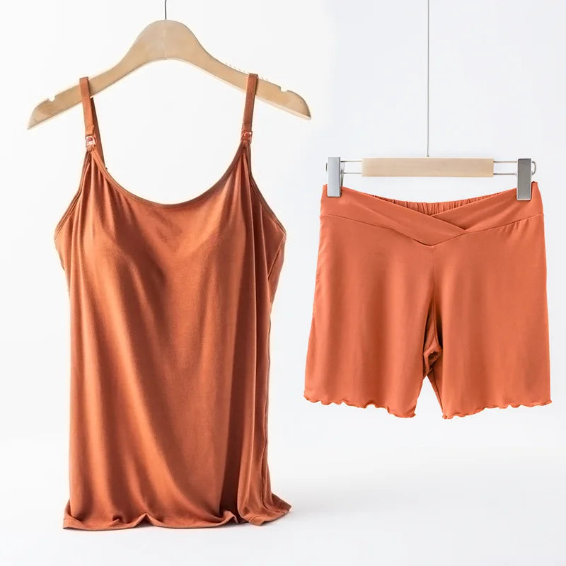Sleeveless Women's Maternity Nursing Pajamas 2Pcs/Set