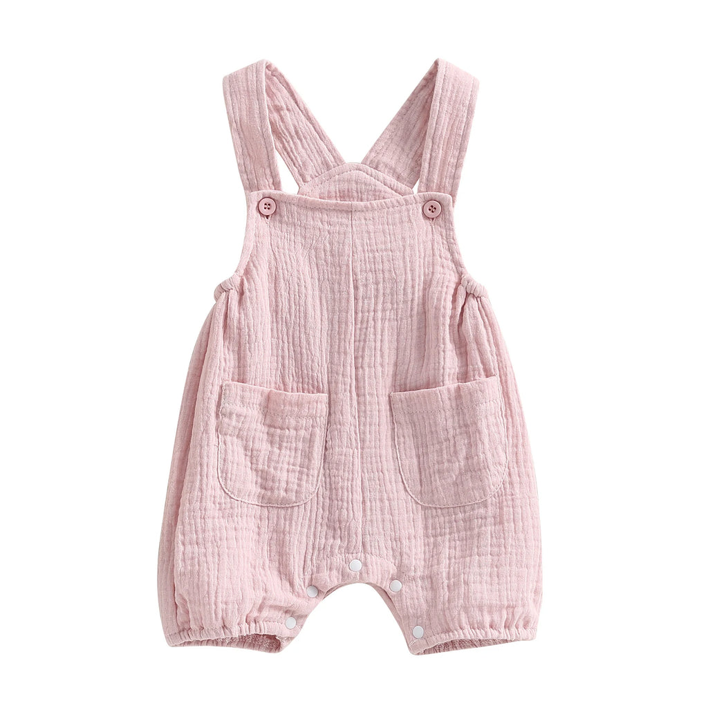 Summer Suspenders Jumpsuit with Pockets for Newborn Infant Boy Girls