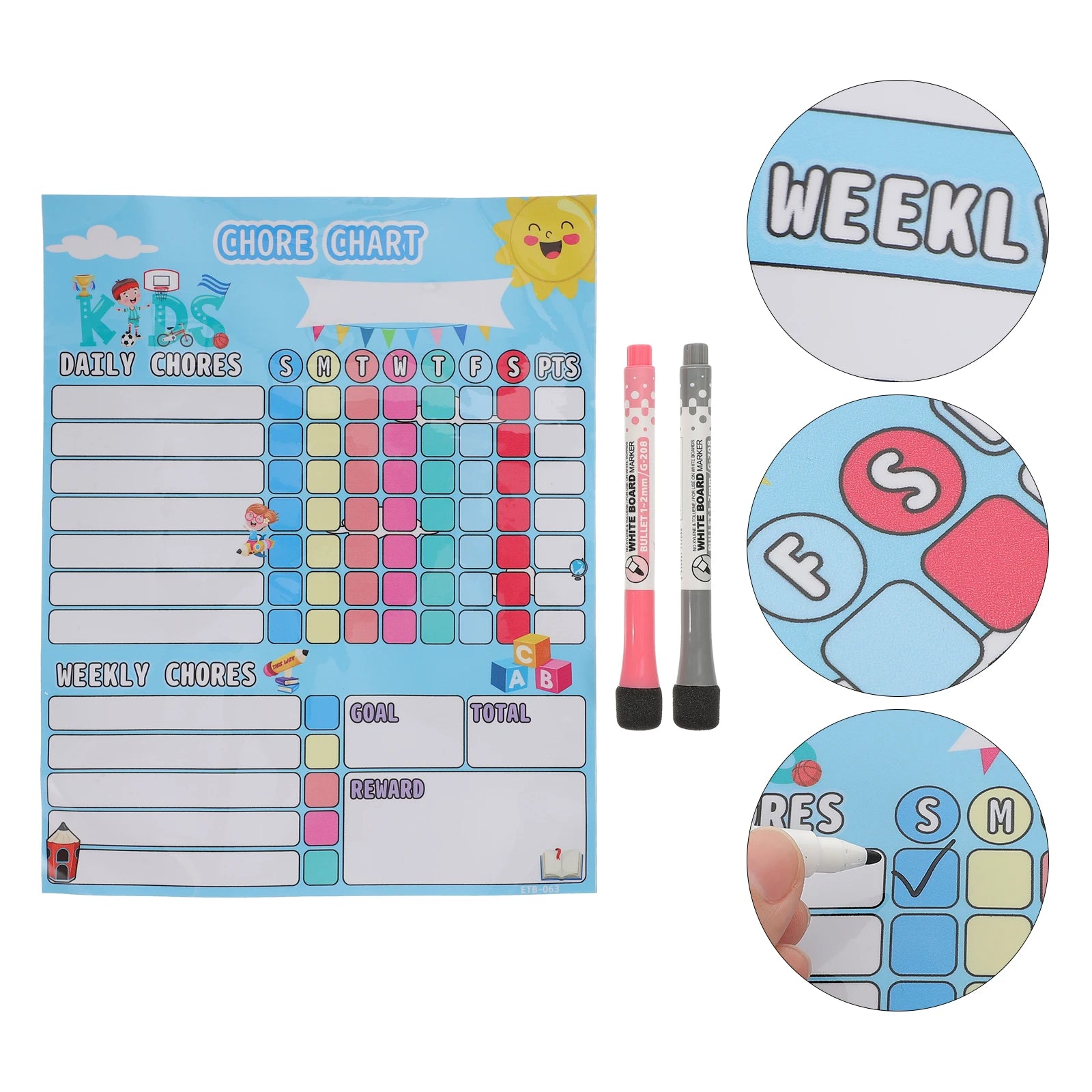 Magnetic Reward Chart Kids Chore Calendar Cartoon Pet Rubber Magnet Behavior Table Household Teaching Equipment Fridge Sticker